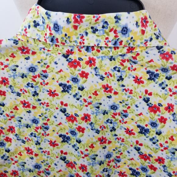 Liz Claiborne Green Yellow Red Floral Button Front Vintage Top Lovely Size Small - Picture 4 of 5